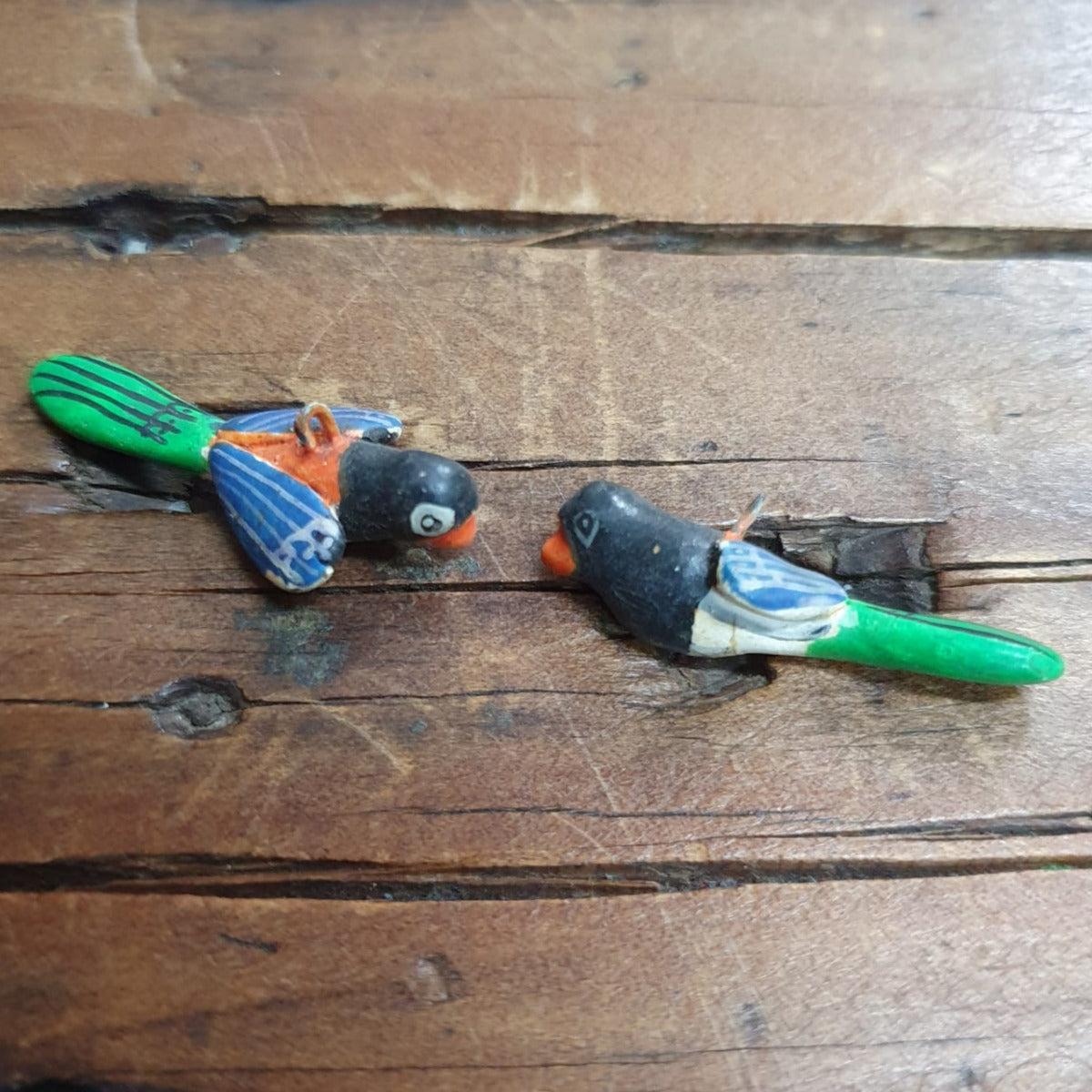 Rare Hand Made & Painted Clay Birds from Peru (2) #27