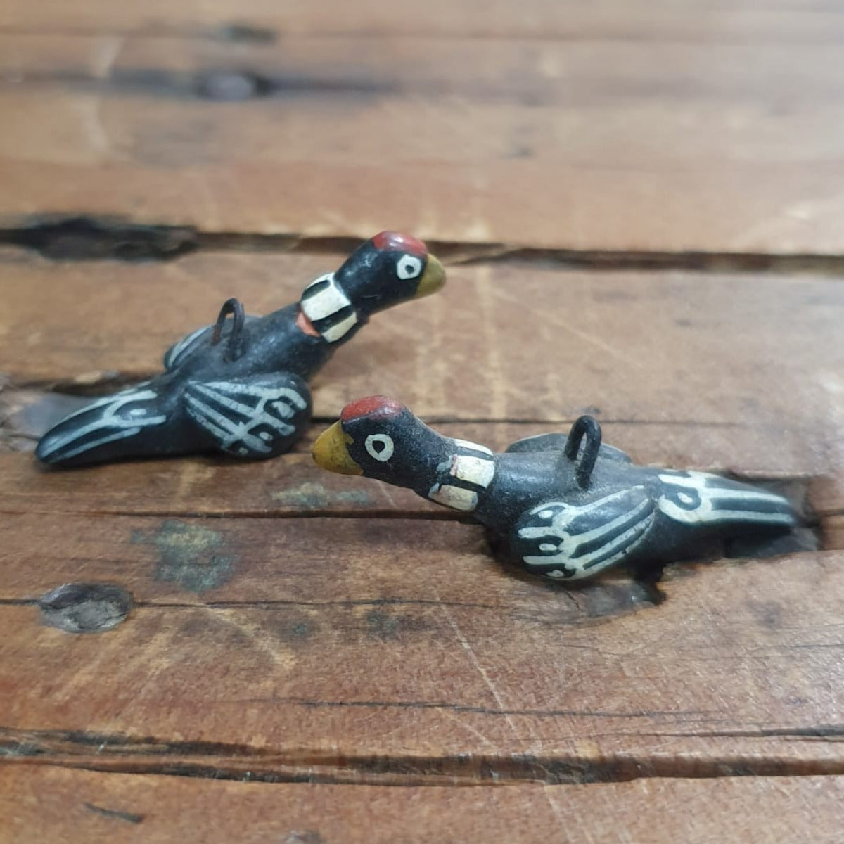 Rare Hand Made & Painted Clay Birds from Peru (2) #28