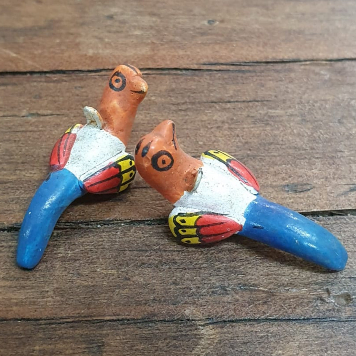 Rare Hand Made & Painted Clay Birds from Peru (2) #3