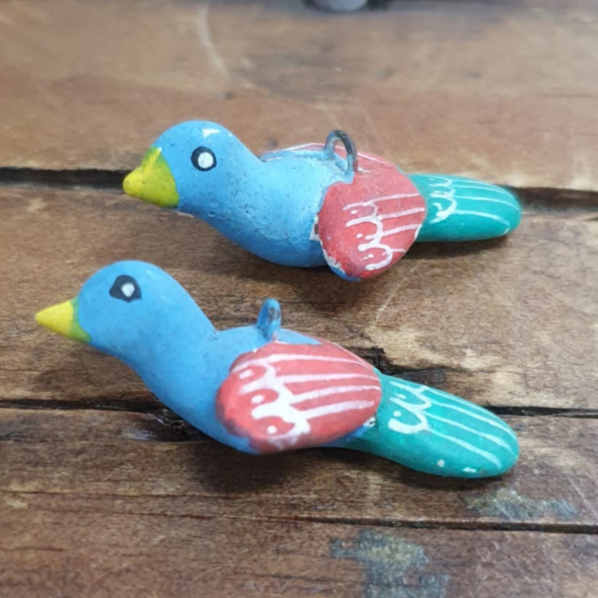 Rare Hand Made & Painted Clay Birds from Peru (2) #6