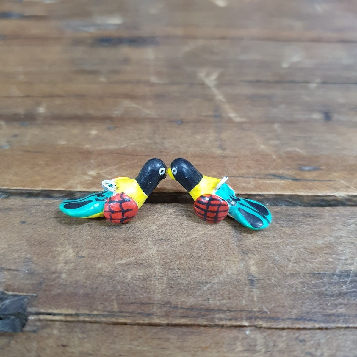 Rare Hand Made & Painted Clay Birds from Peru (2) #30