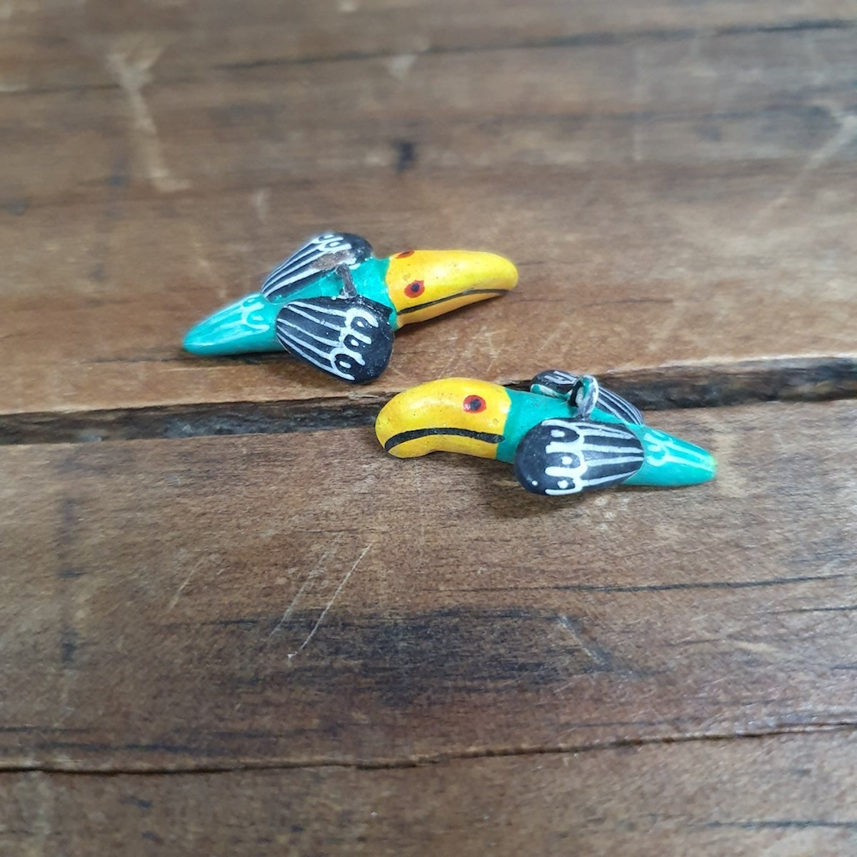 Rare Hand Made & Painted Clay Birds from Peru (2) #31 - Toucan