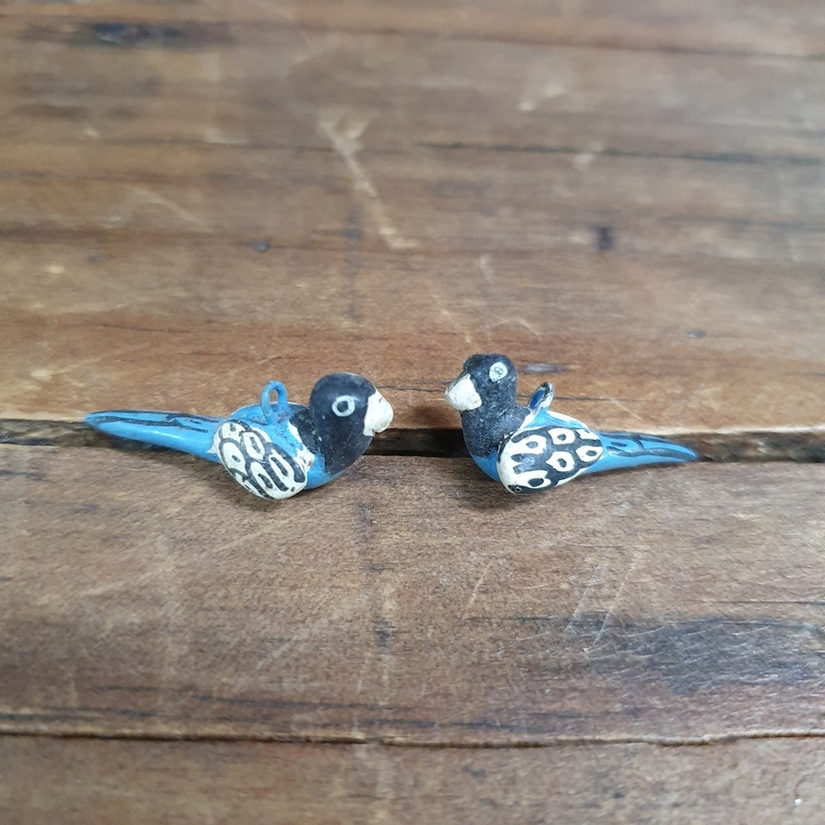 Rare Hand Made & Painted Clay Birds from Peru (2) #32