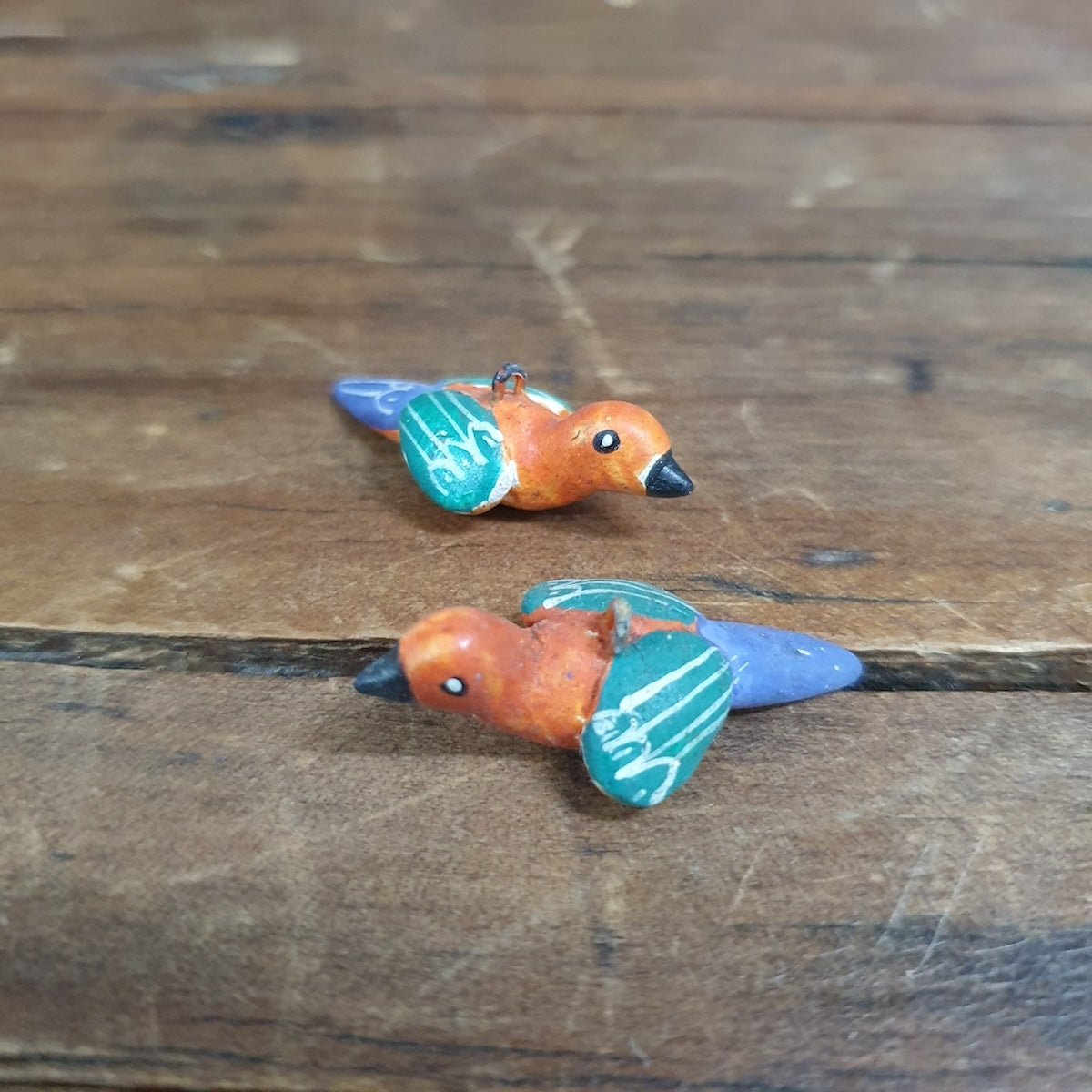 Rare Hand Made & Painted Clay Birds from Peru (2) #36