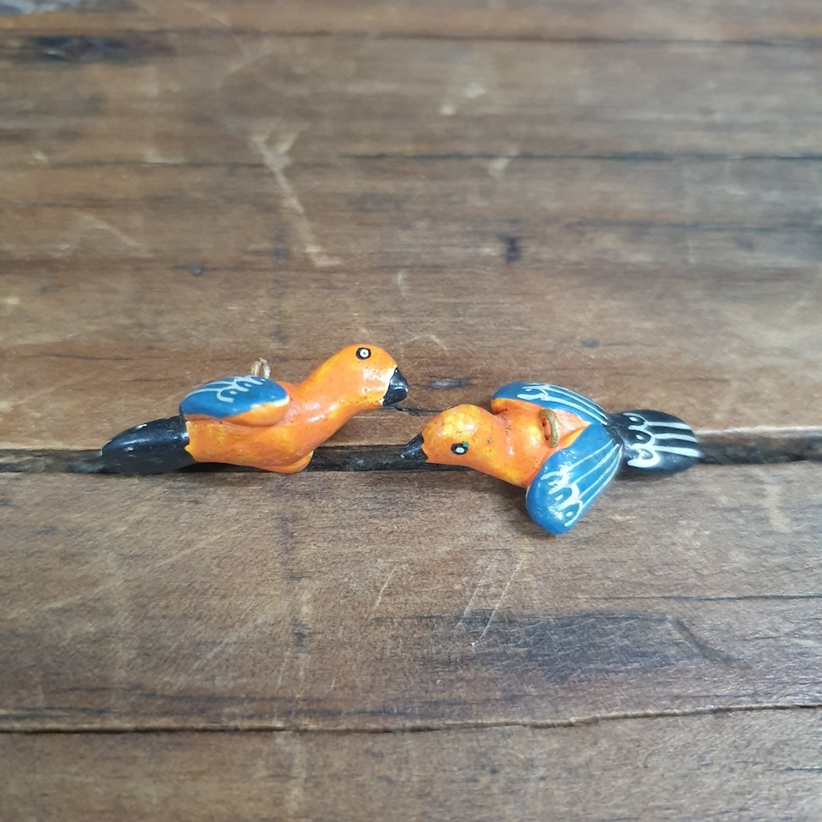 Rare Hand Made & Painted Clay Birds from Peru (2) #37