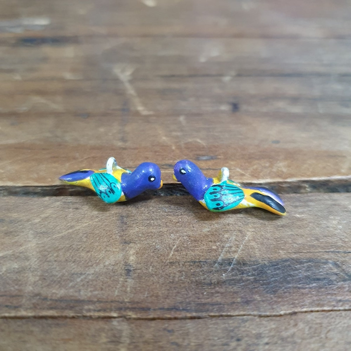 Rare Hand Made & Painted Clay Birds from Peru (2) #38