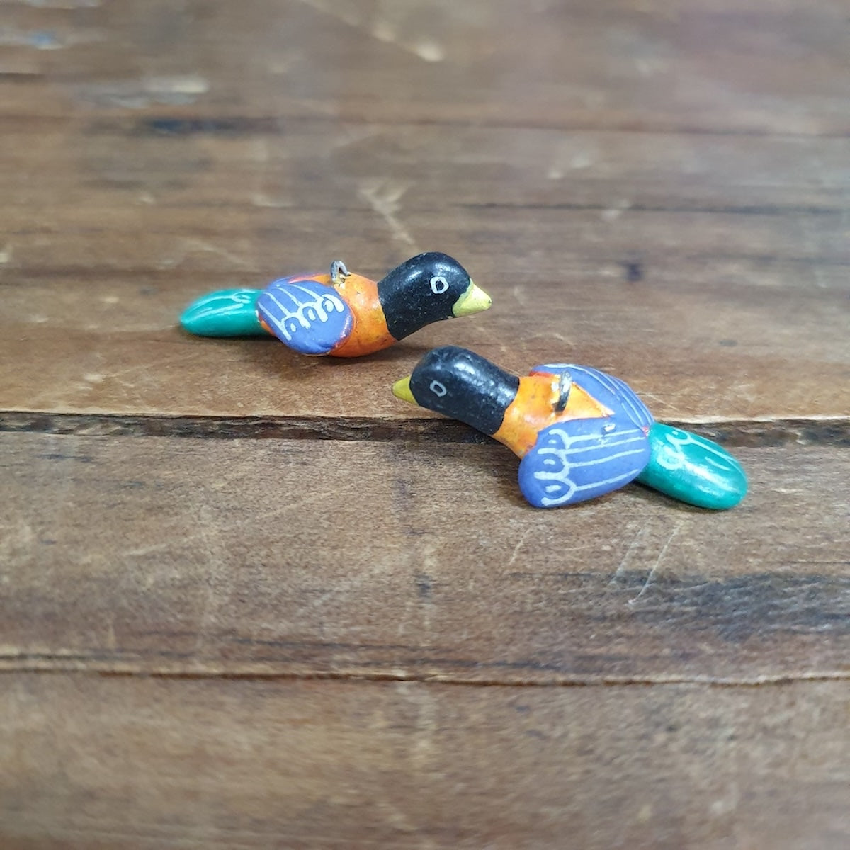 Rare Hand Made & Painted Clay Birds from Peru (2) #39