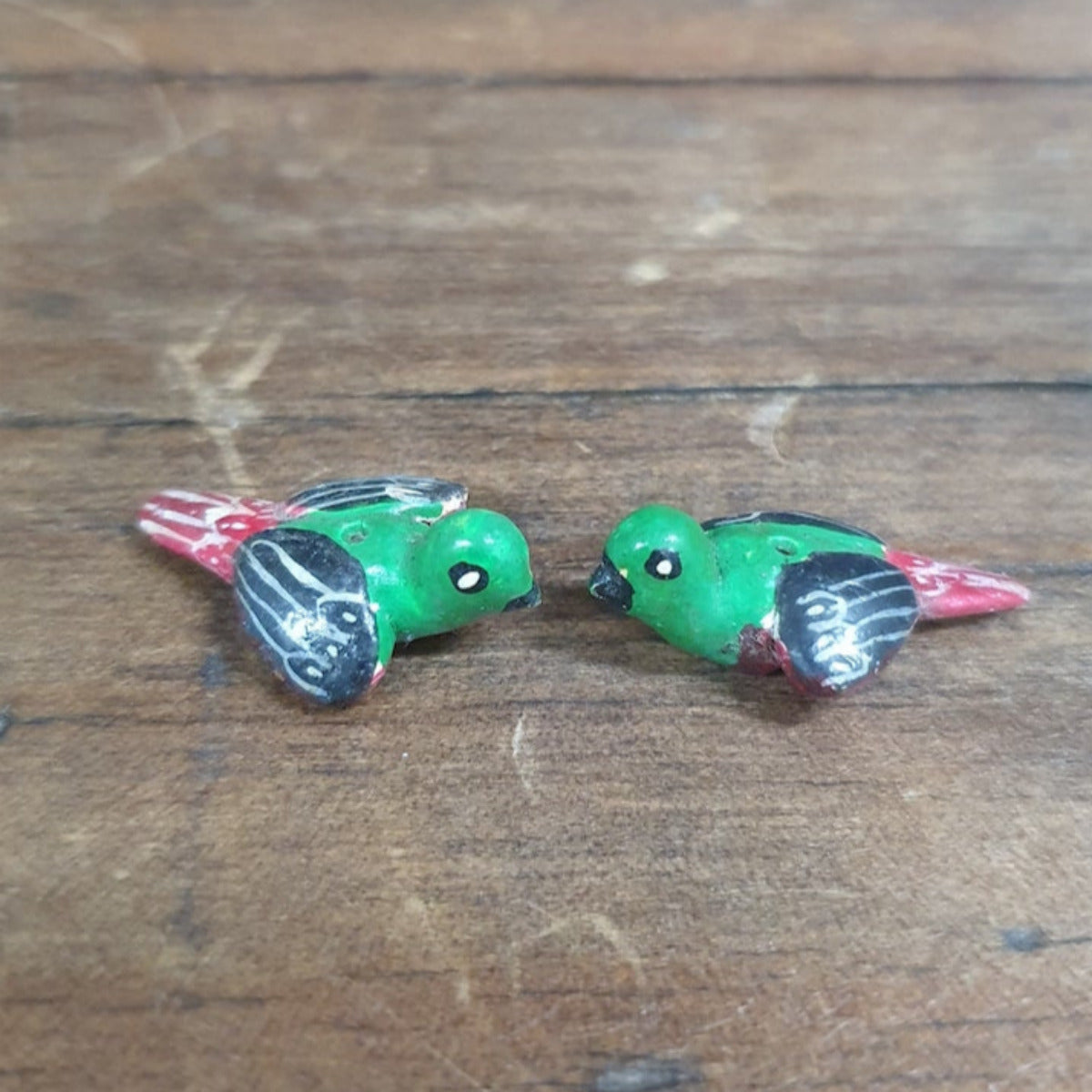 Rare Hand Made & Painted Clay Birds from Peru (2) #42