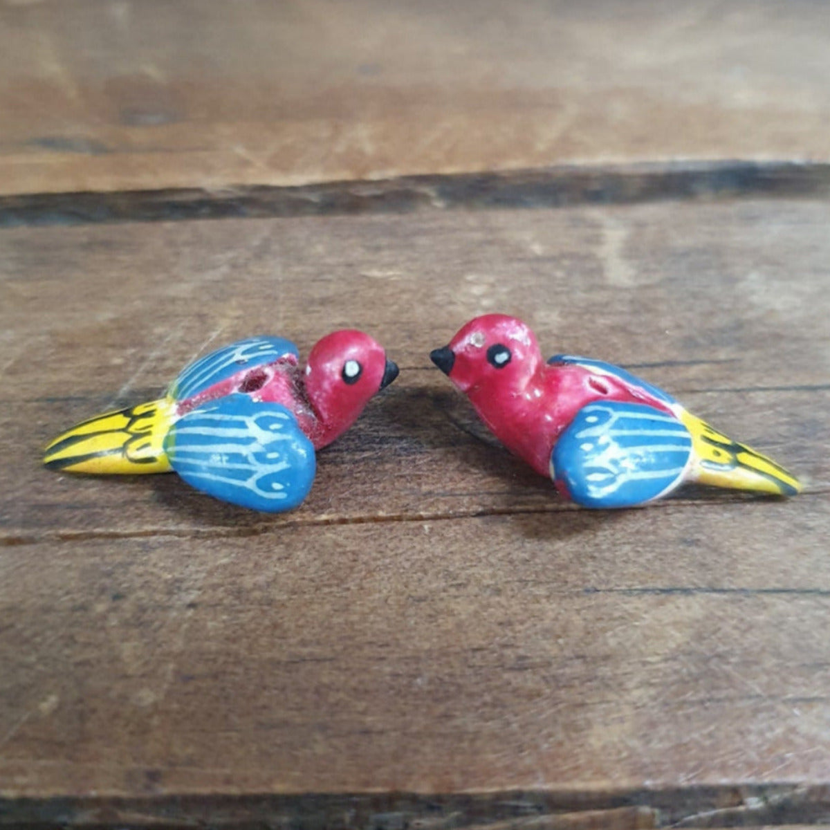 Rare Hand Made & Painted Clay Birds from Peru (2) #43