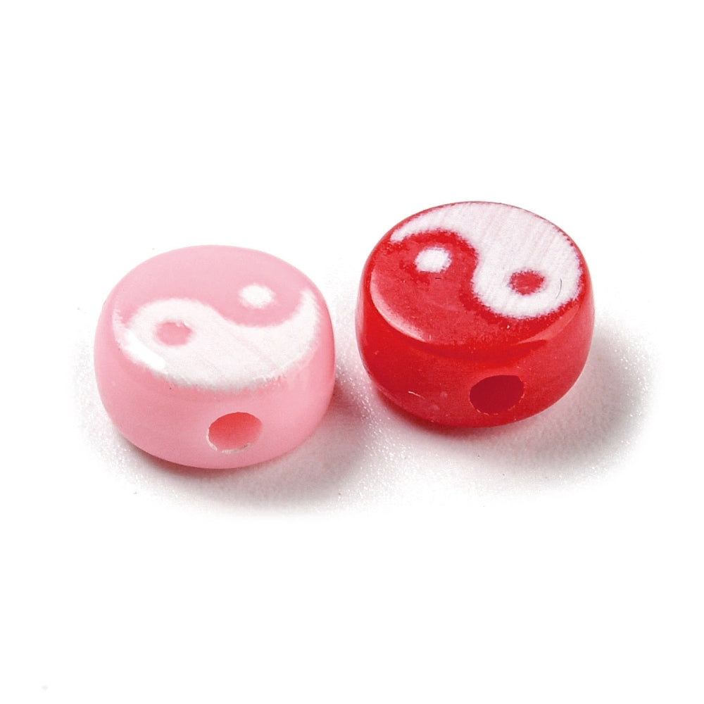 Yin/Yang Beads - White/Colours (50)
