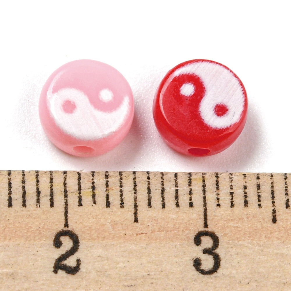Yin/Yang Beads - White/Colours (50)