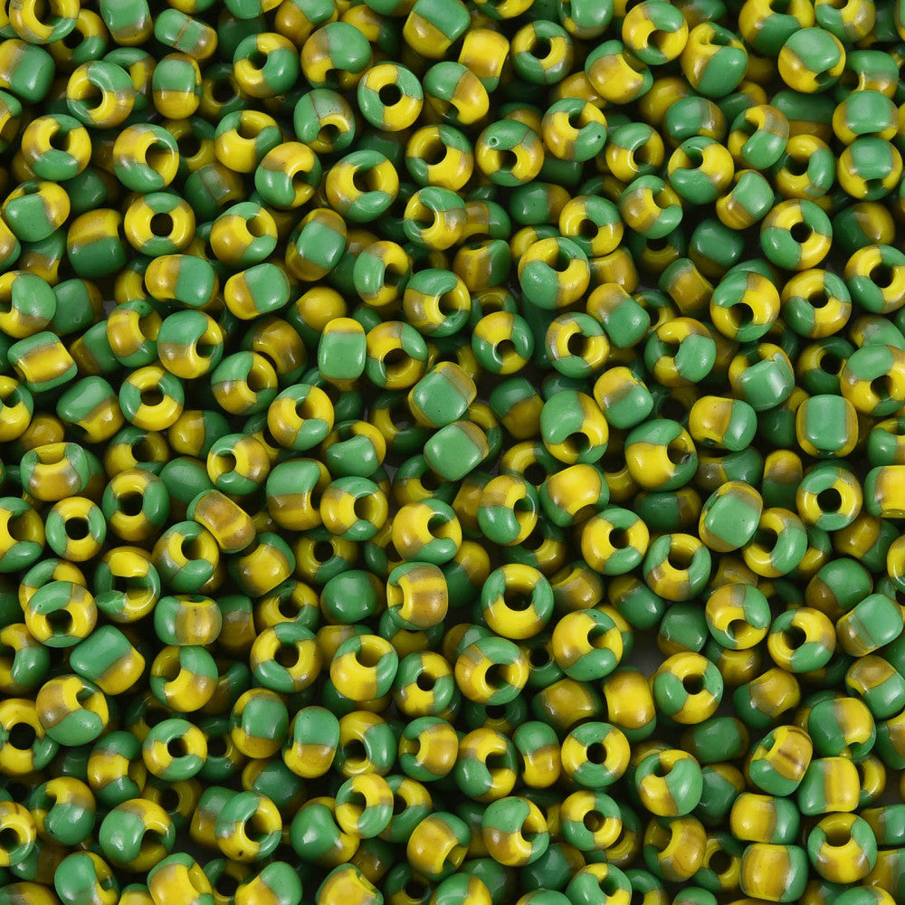 Green/Yellow Stripe - 8/0 Special Effect (25g) - Seed Beads