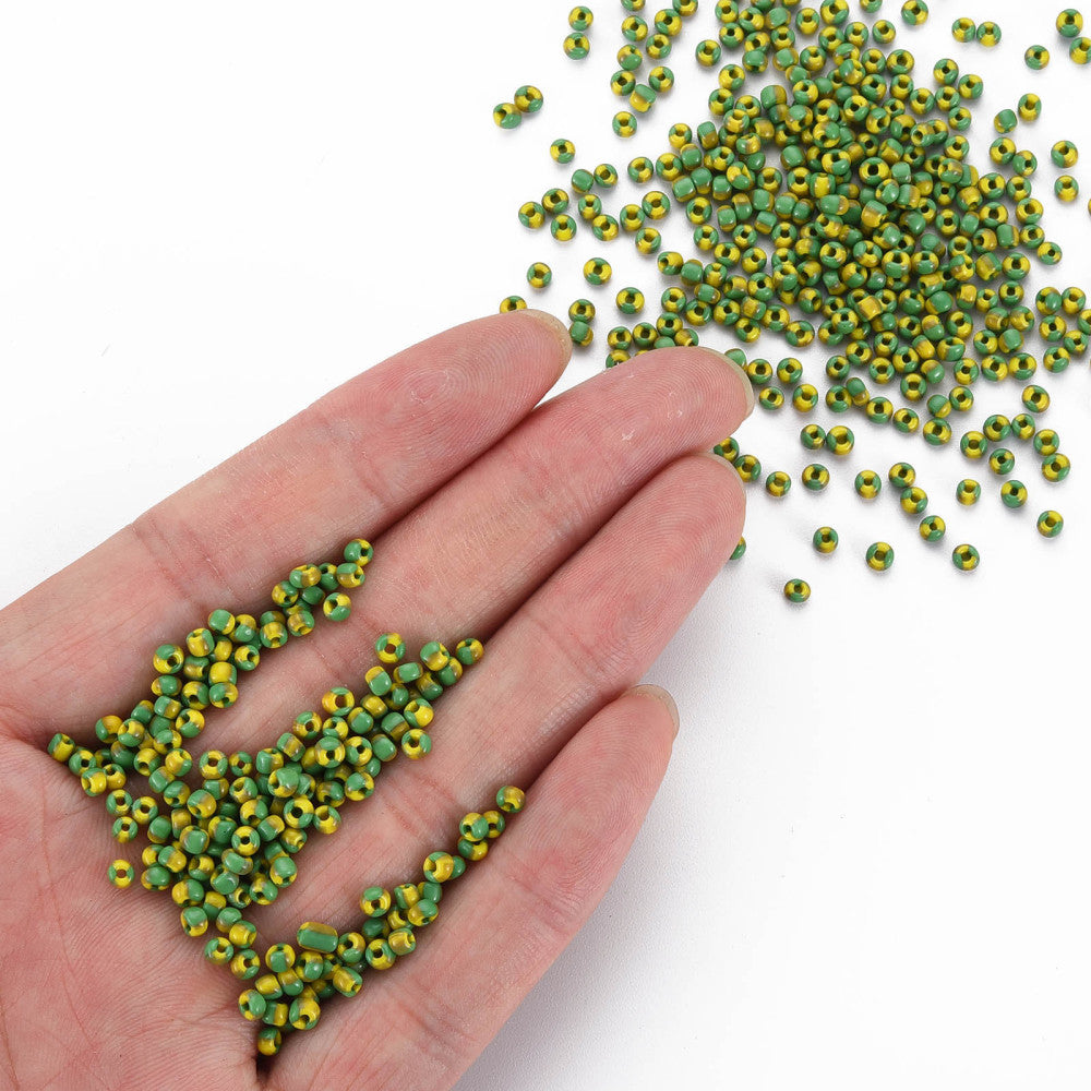 Green/Yellow Stripe - 8/0 Special Effect (25g) - Seed Beads