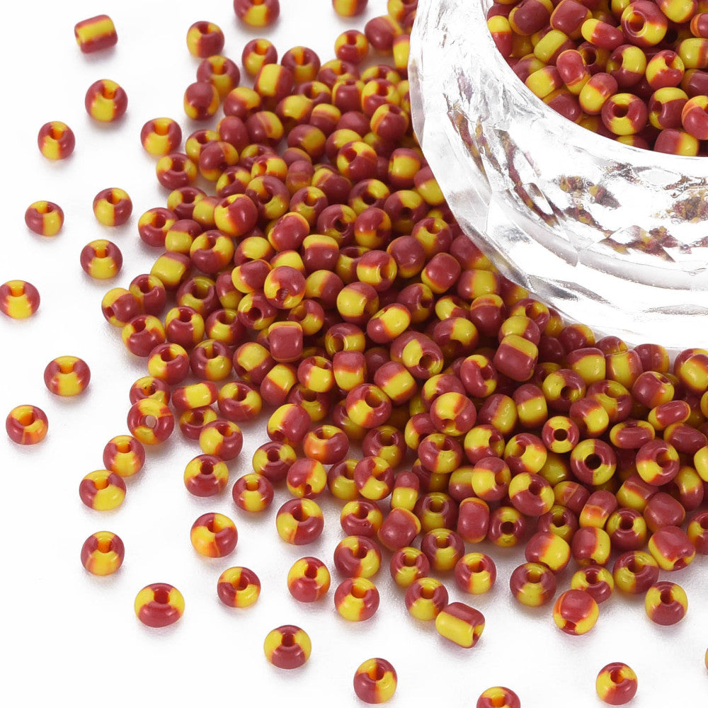 Red/Yellow Stripe - 8/0 Special Effect (25g) - Seed Beads