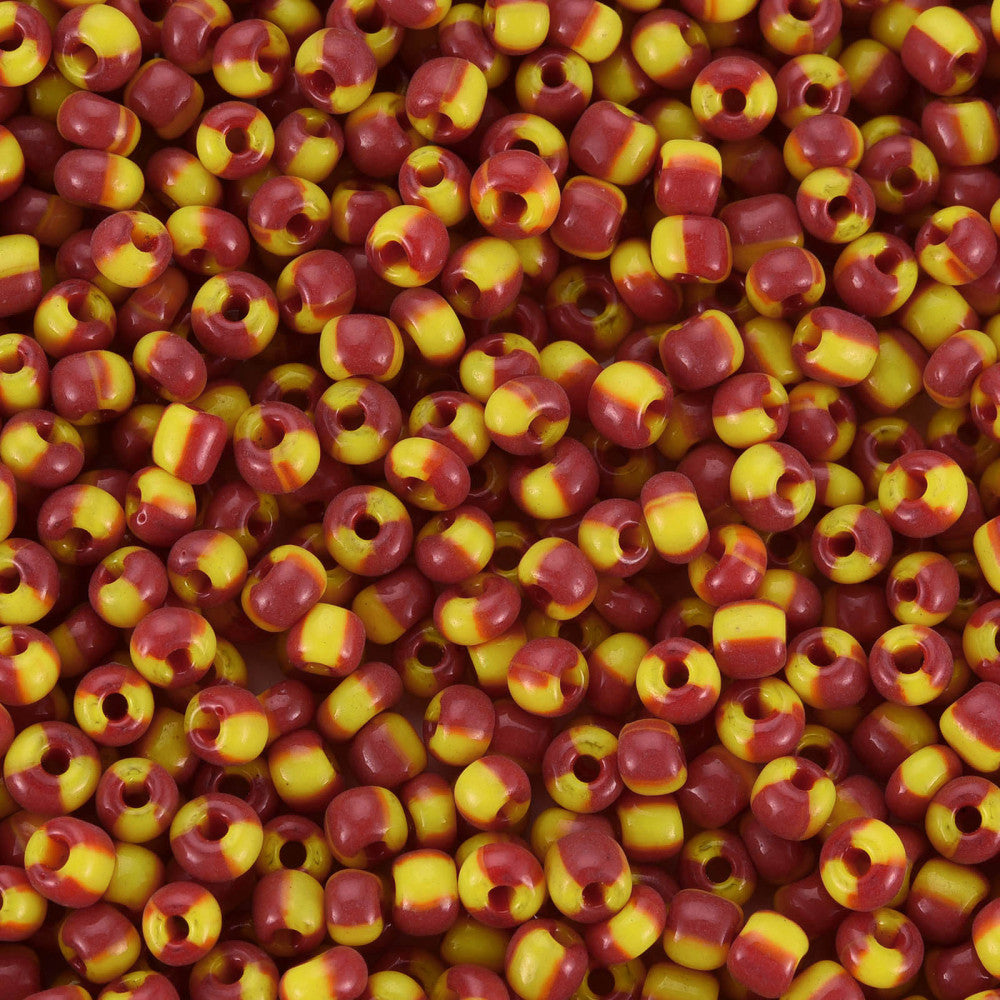 Red/Yellow Stripe - 8/0 Special Effect (25g) - Seed Beads