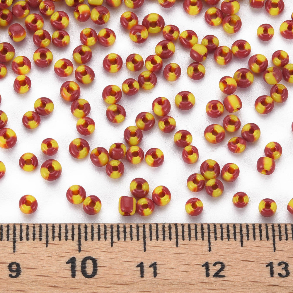 Red/Yellow Stripe - 8/0 Special Effect (25g) - Seed Beads