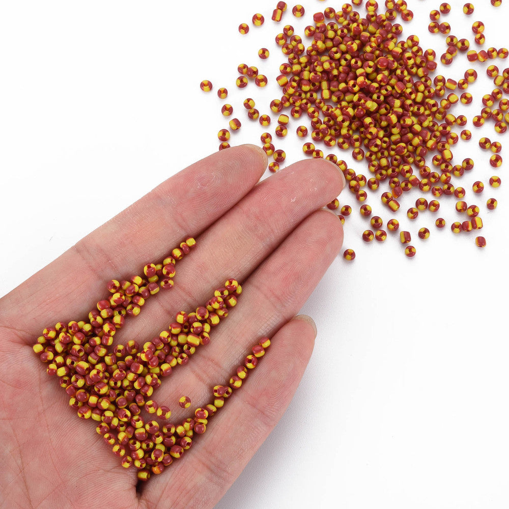 Red/Yellow Stripe - 8/0 Special Effect (25g) - Seed Beads