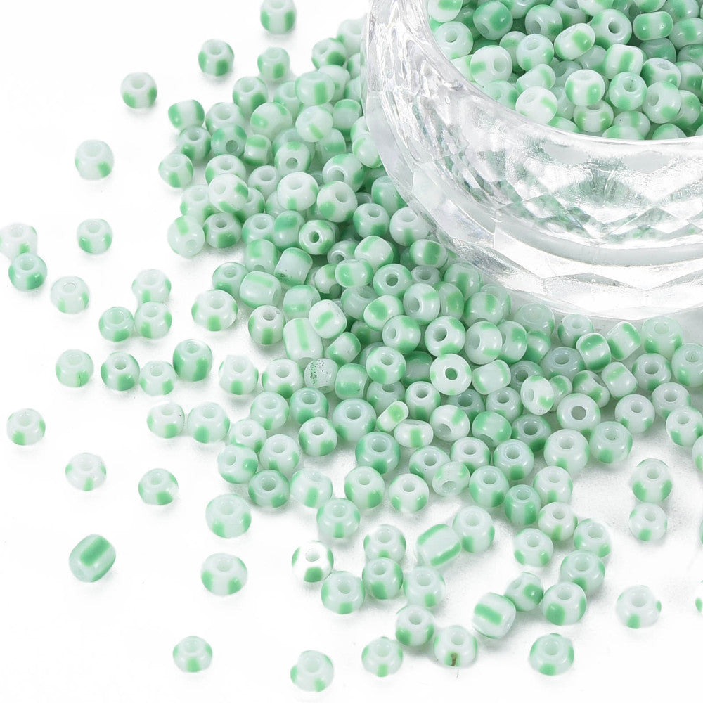 Light Green/White Stripe - 8/0 Special Effect (25g) - Seed Beads