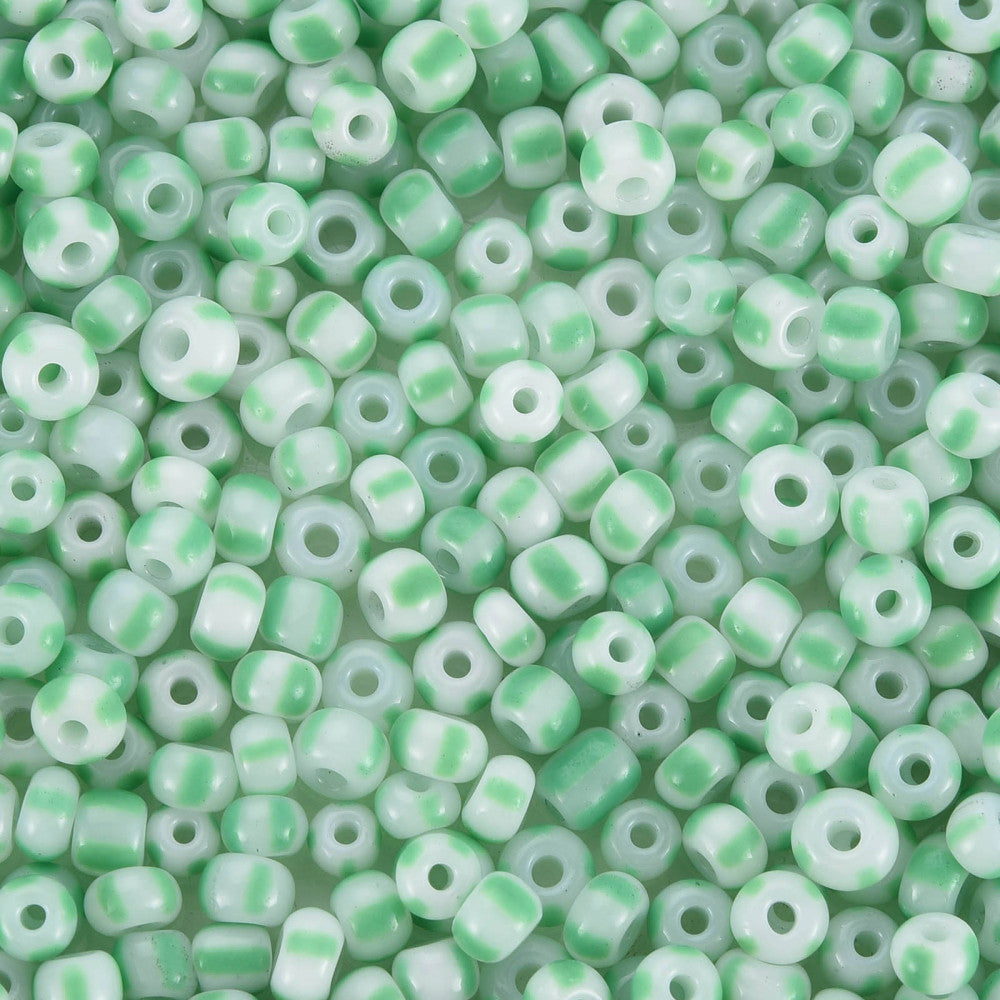 Light Green/White Stripe - 8/0 Special Effect (25g) - Seed Beads