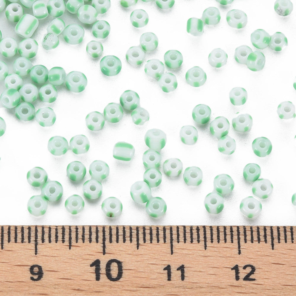 Light Green/White Stripe - 8/0 Special Effect (25g) - Seed Beads