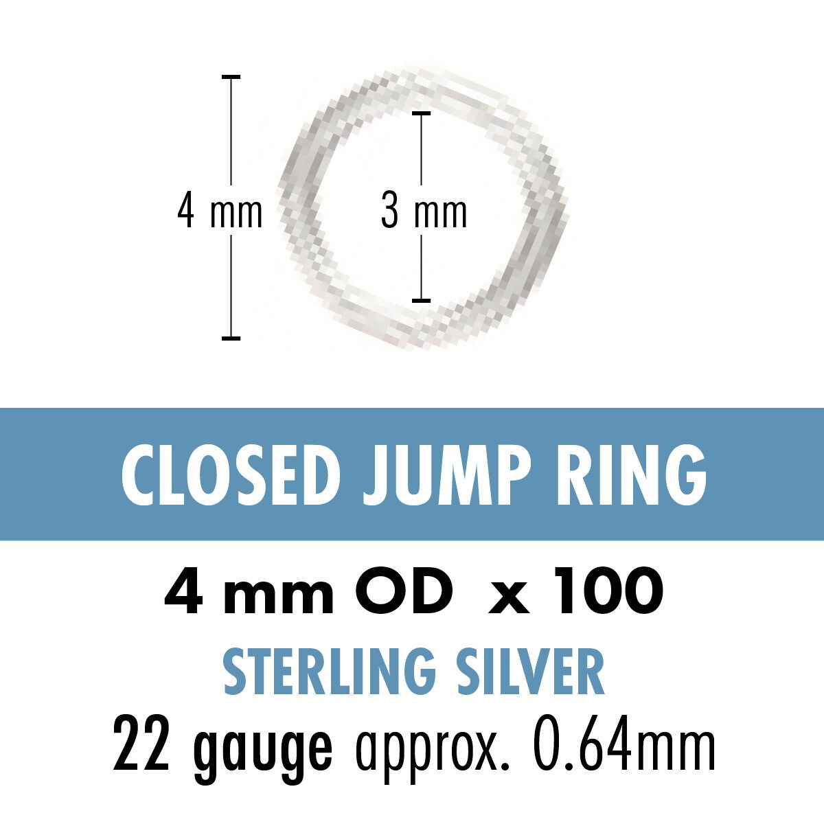 4mm Closed Jumpring (10) - Sterling Silver