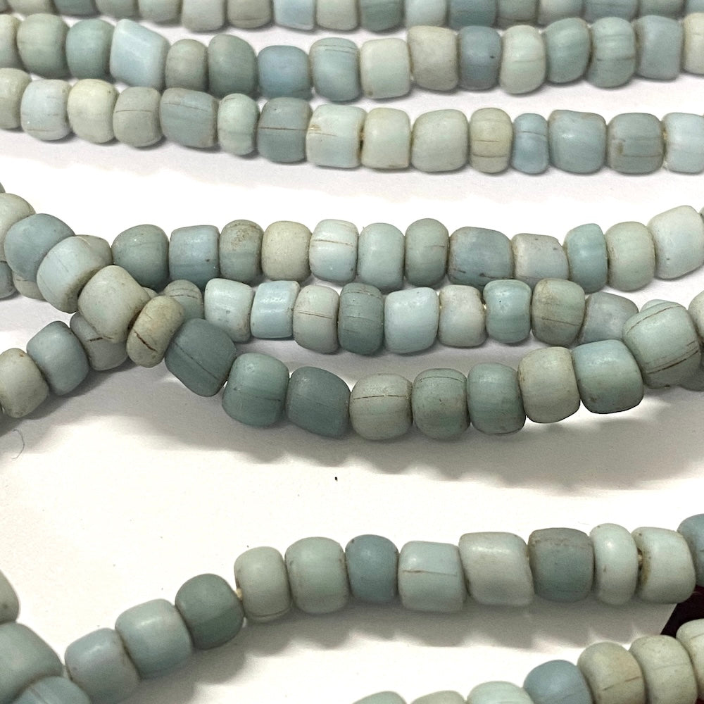 Tube - Willliamsburg Blue Opaque Matte - Java Recycled Glass Beads - (1 strand)