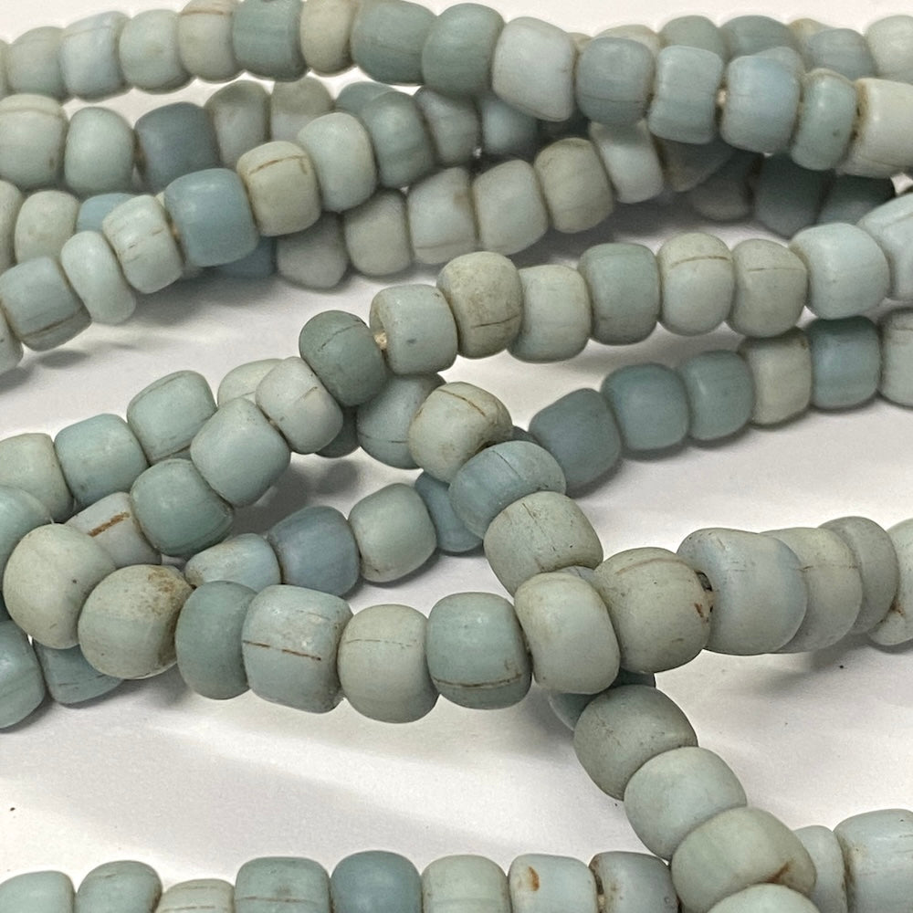 Tube - Stone Grey Opaque Matte - Java Recycled Glass Beads - (1 strand)