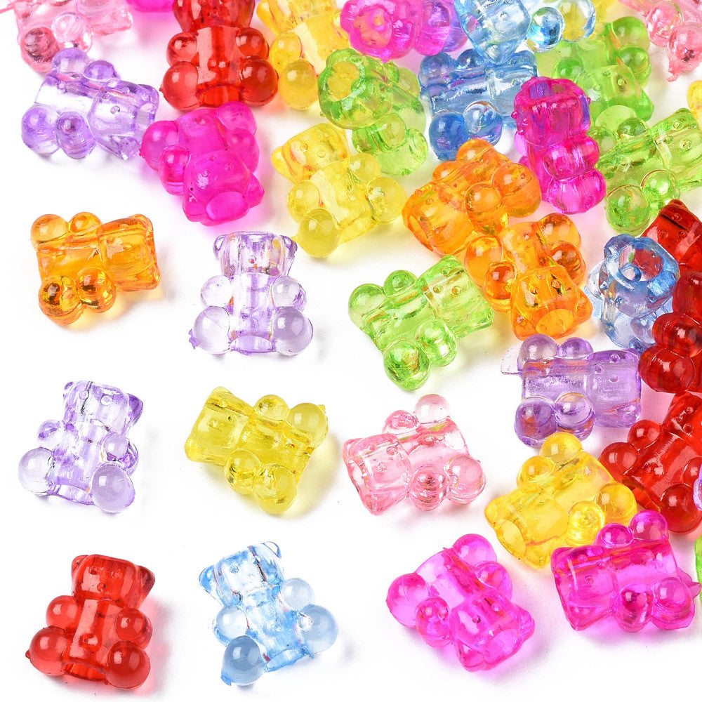 Bear Beads (50) - Transparent Mixed