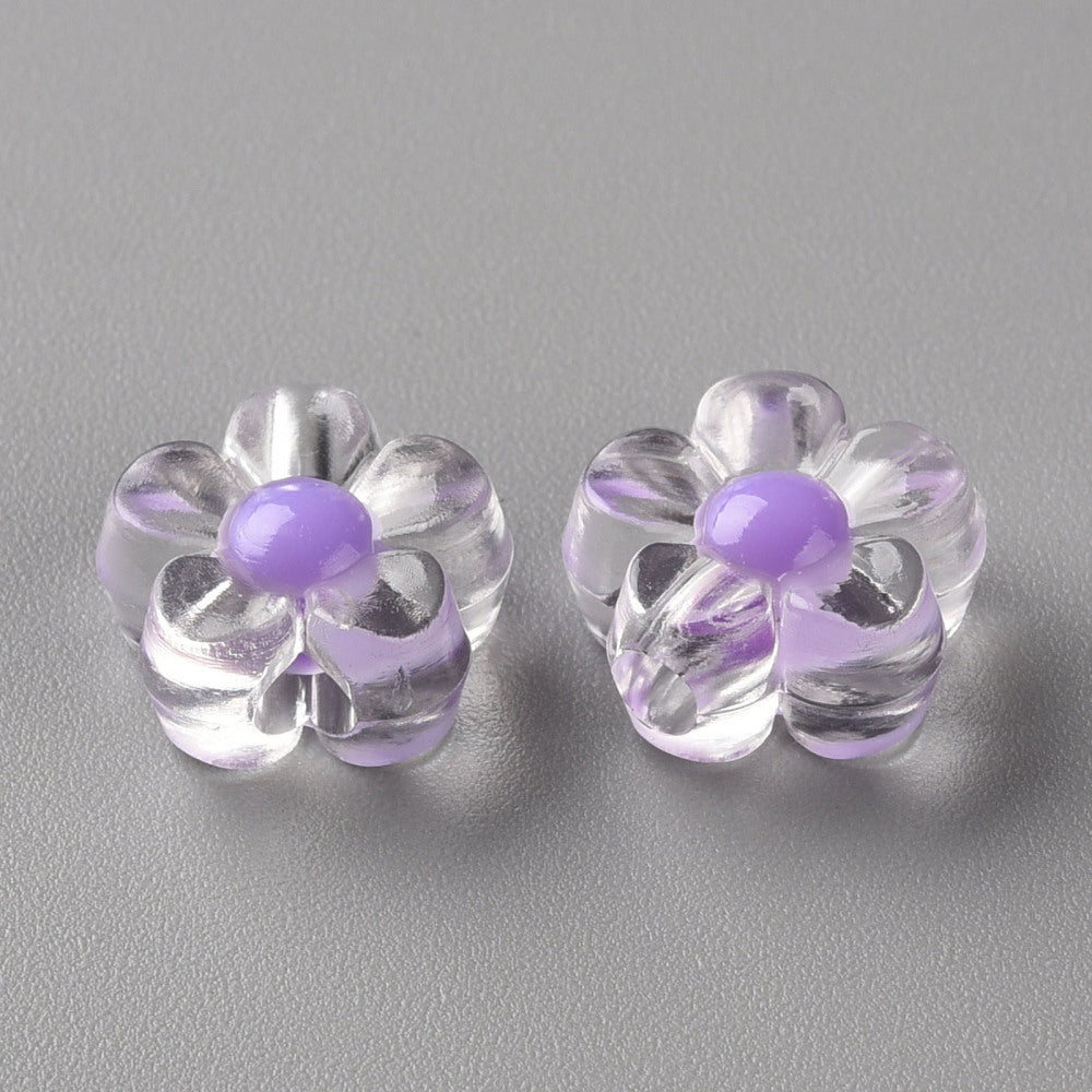 12mm Flower Beads (50) - Transparent Mixed