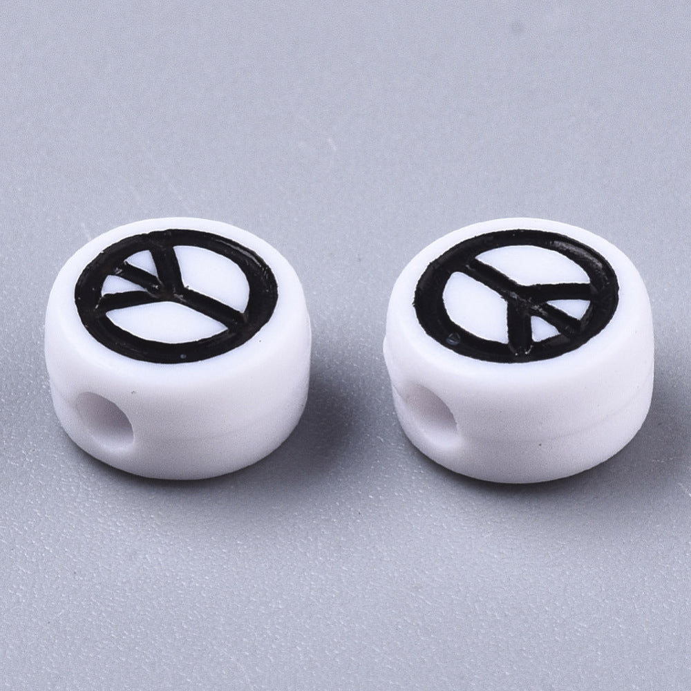 Peace Sign Beads - White/Black (50)