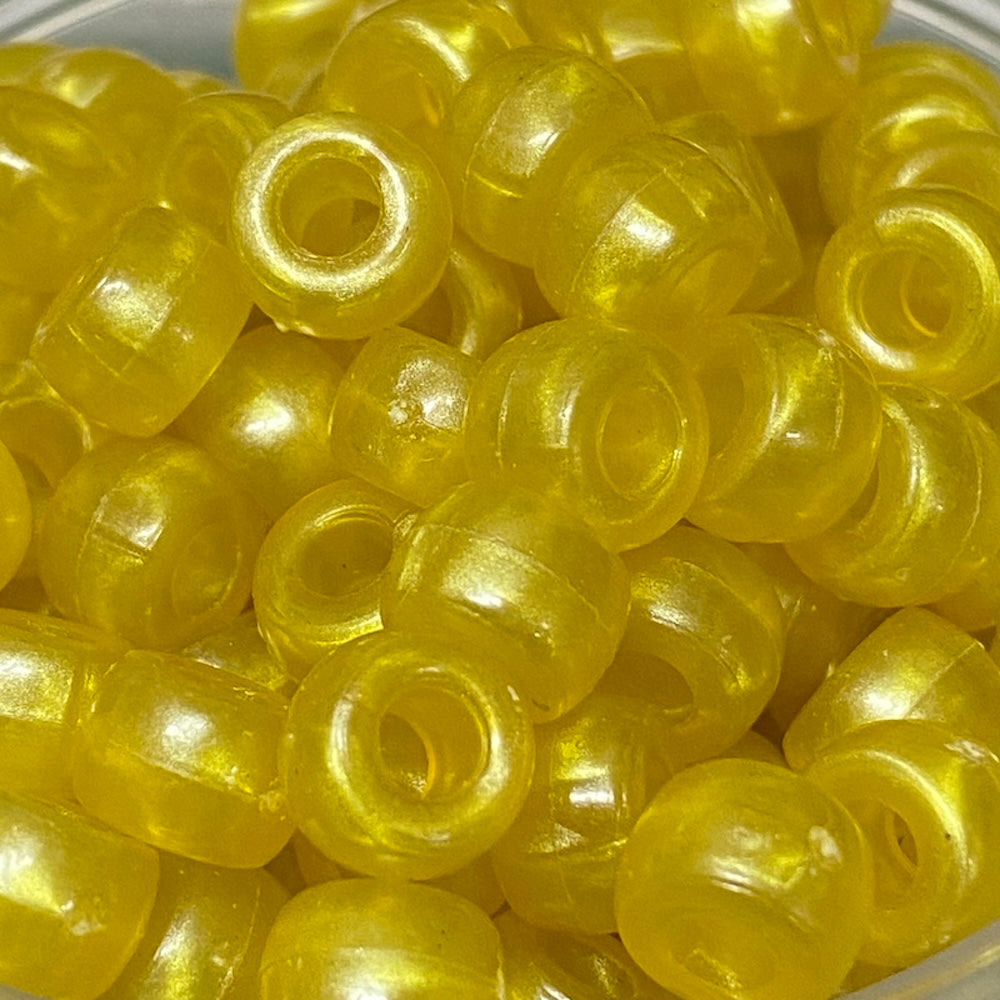 Yellow Pearlised (100) - Acrylic Pony Beads
