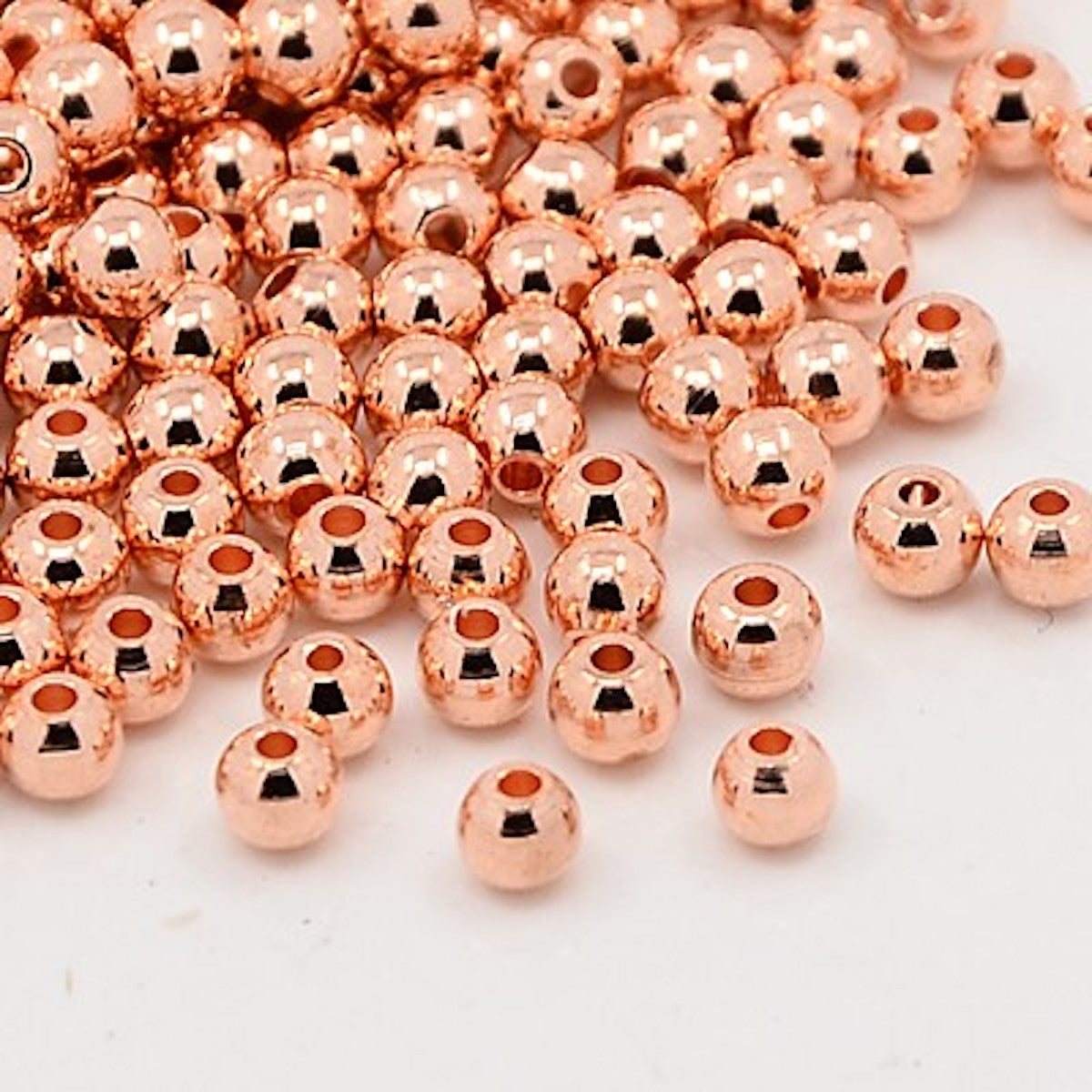 4mm Metal Beads (50) - Rose Gold