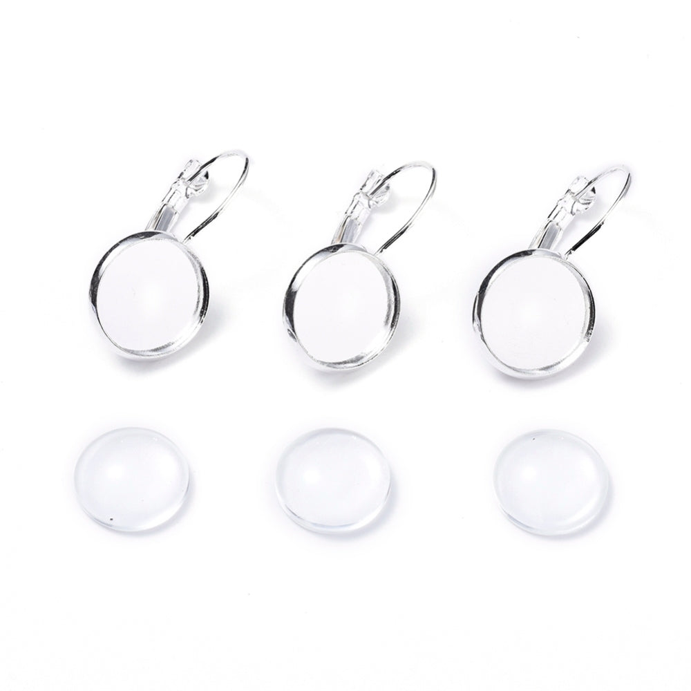 Ear Wires w. Glass Dome (2) - Silver
