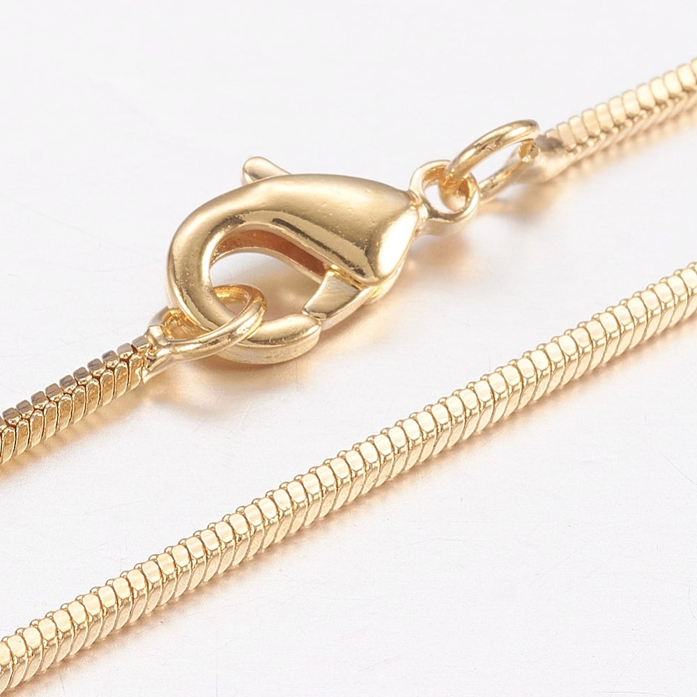 45cm Brass Square Snake Chain - 18k Gold Plated - Bead Shack