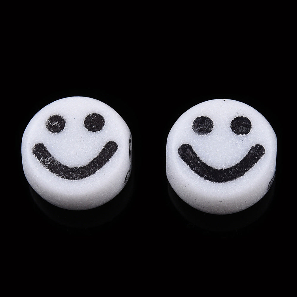 Smiley Beads - White/Black (100)