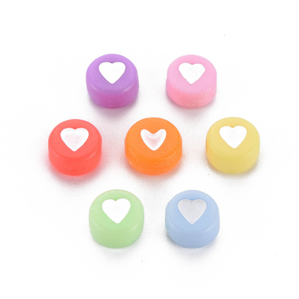 Heart Beads - Pastel/White (100)