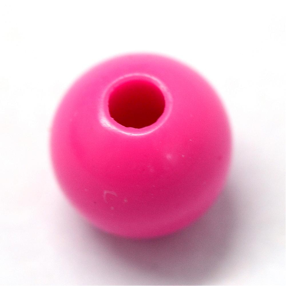 6mm Hot Pink Opaque (100) - Round Acrylic Beads