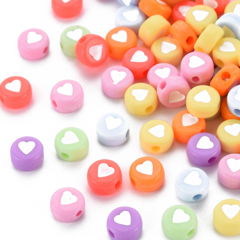 Heart Beads - Pastel/White (100)