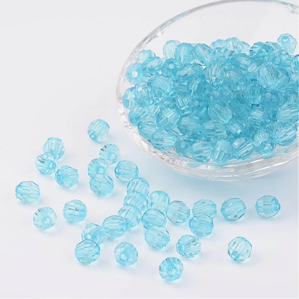 8mm Faceted Beads (100) - Light Sky Blue