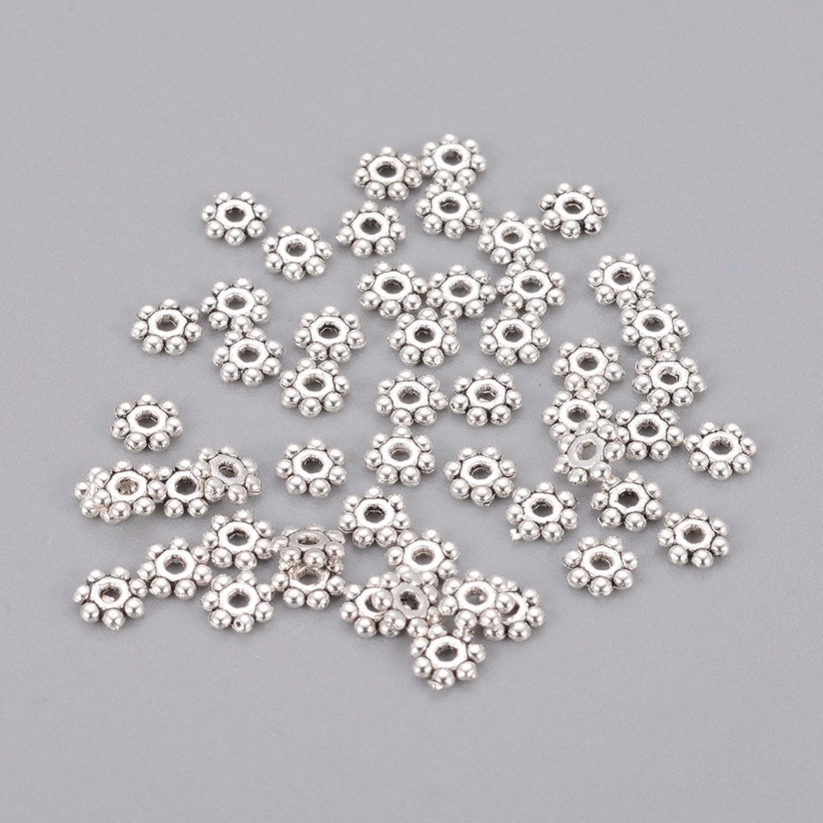 4mm Daisy Spacers (100) - Silver