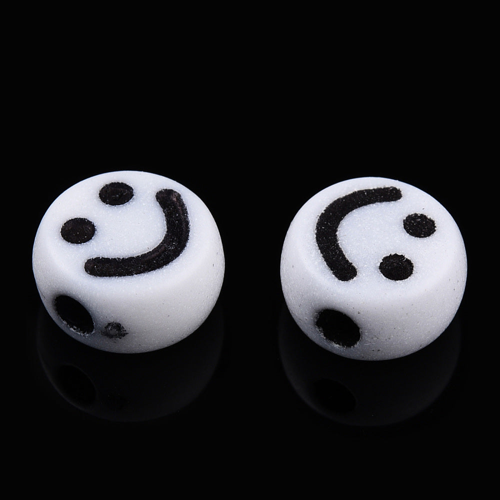 Smiley Beads - White/Black (100)
