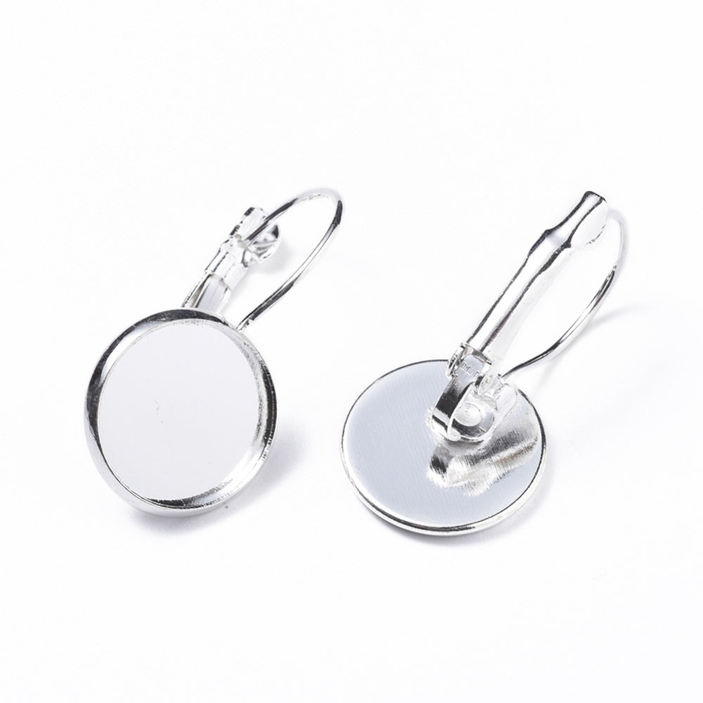 Ear Wires w. Glass Dome (2) - Silver
