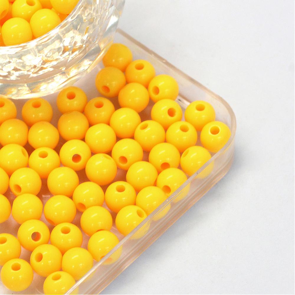 6mm Yellow Opaque (100) - Round Acrylic Beads