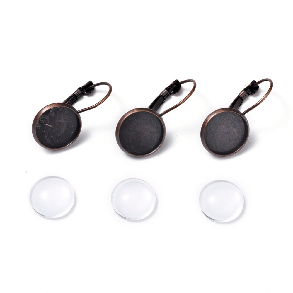 Ear Wires w. Glass Dome (2) - Ancient Brass