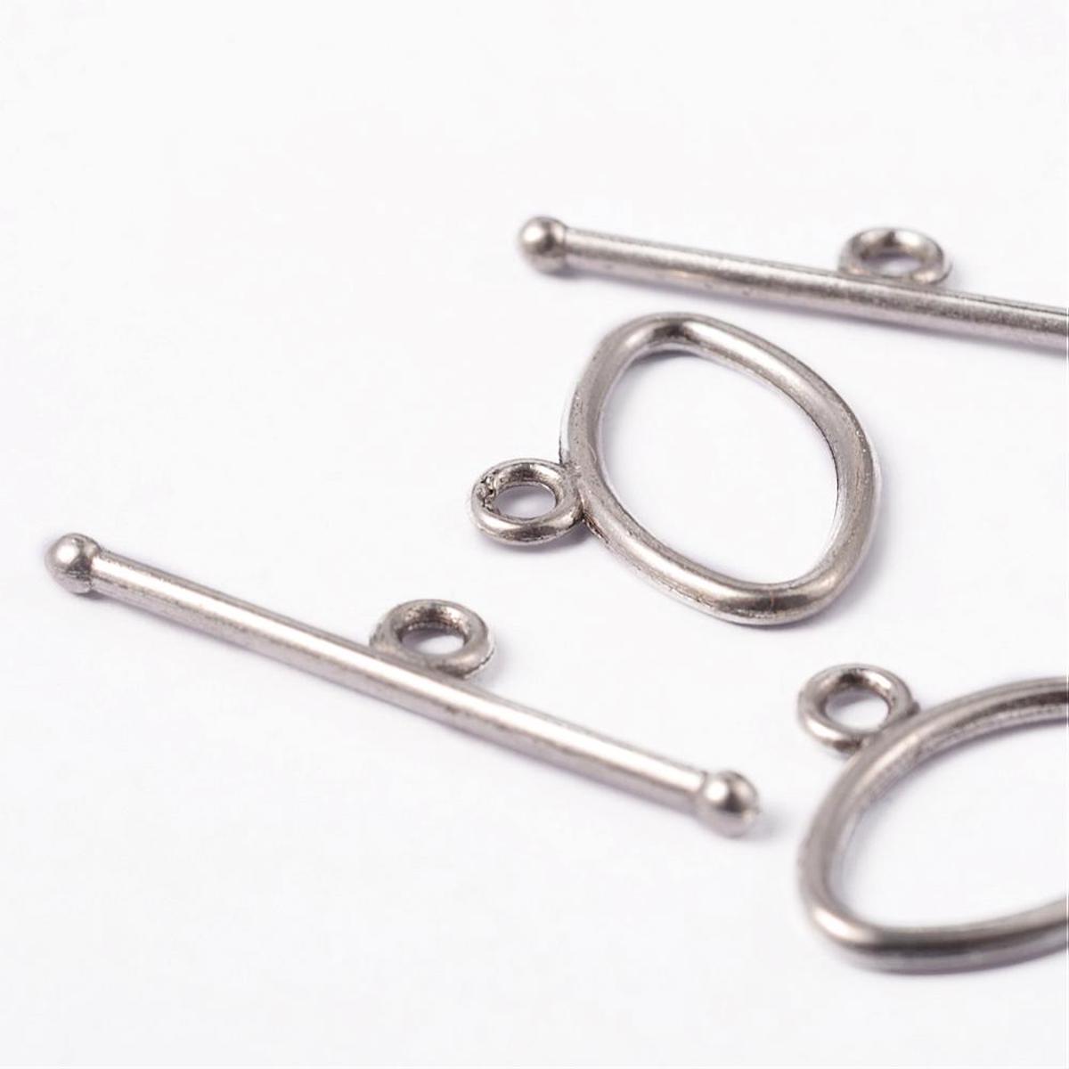 Oval Toggle Qty: 1 set - Antique Silver