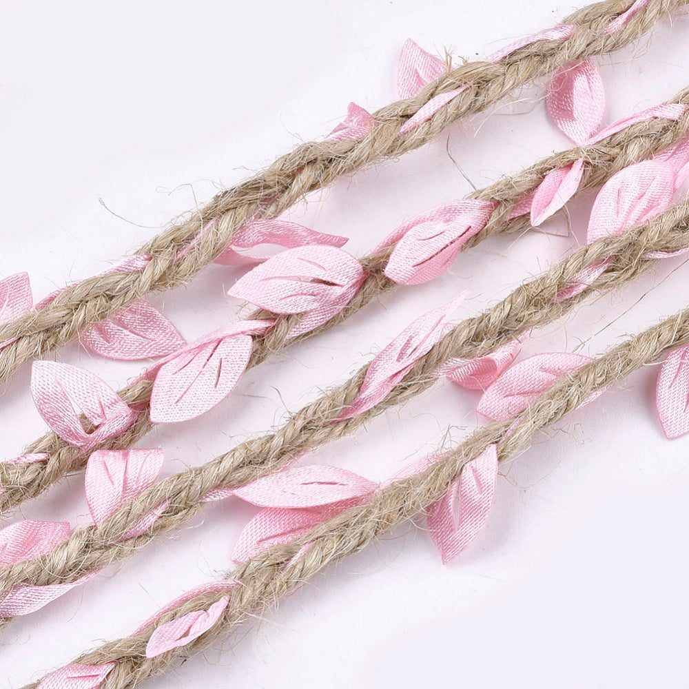 Leaf Trims w. Hemp Twine (5m) - Pink