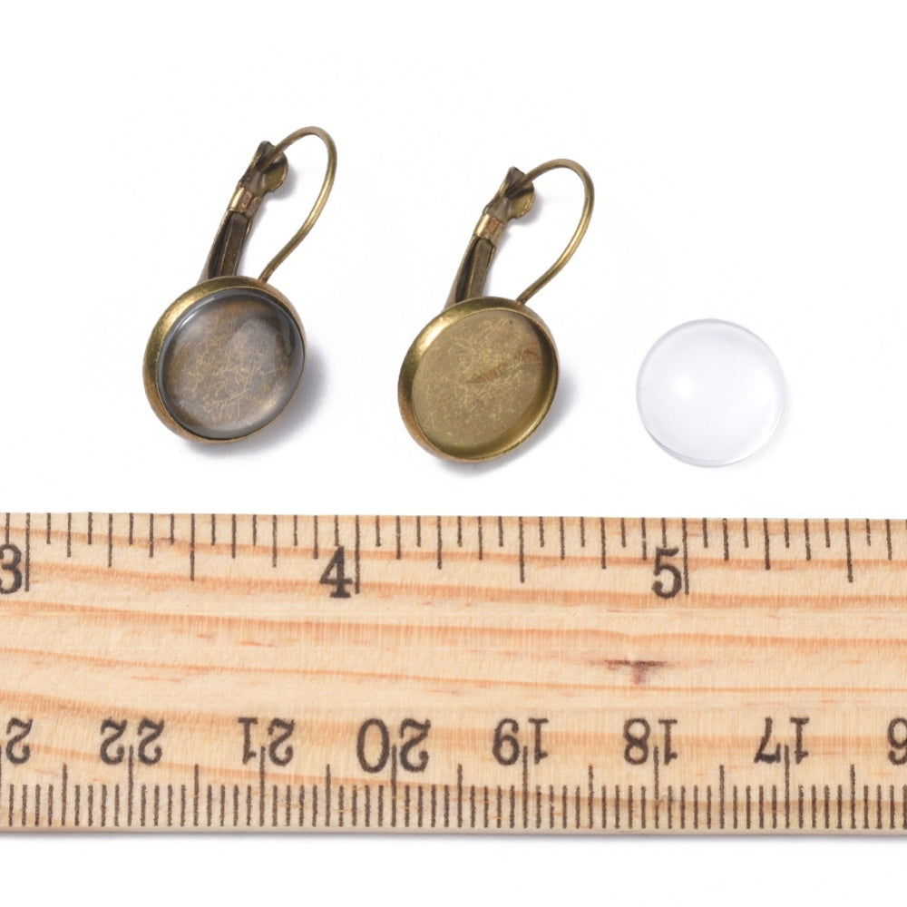 Ear Wires w. Glass Dome (2) - Ancient Gold