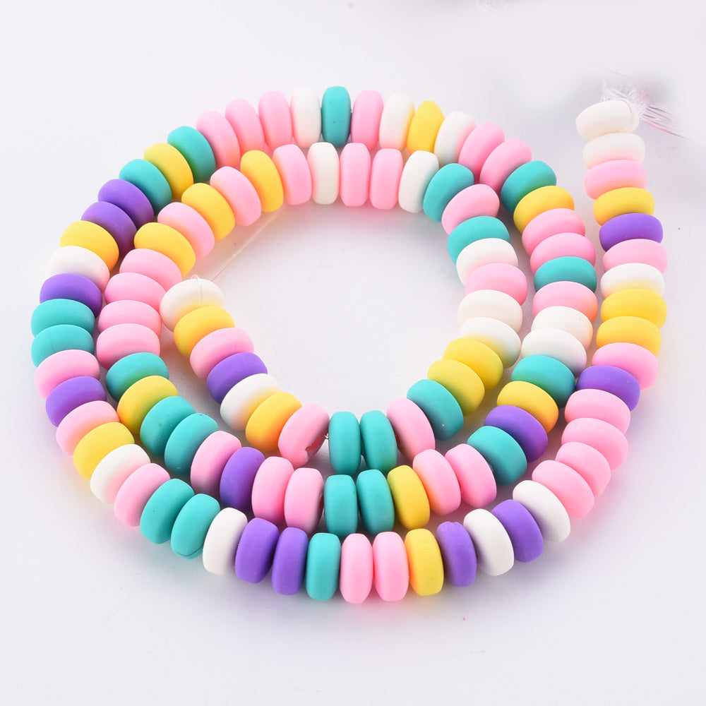 6x3mm Rondelles Beads (1 Strand) - Hand Made Clay