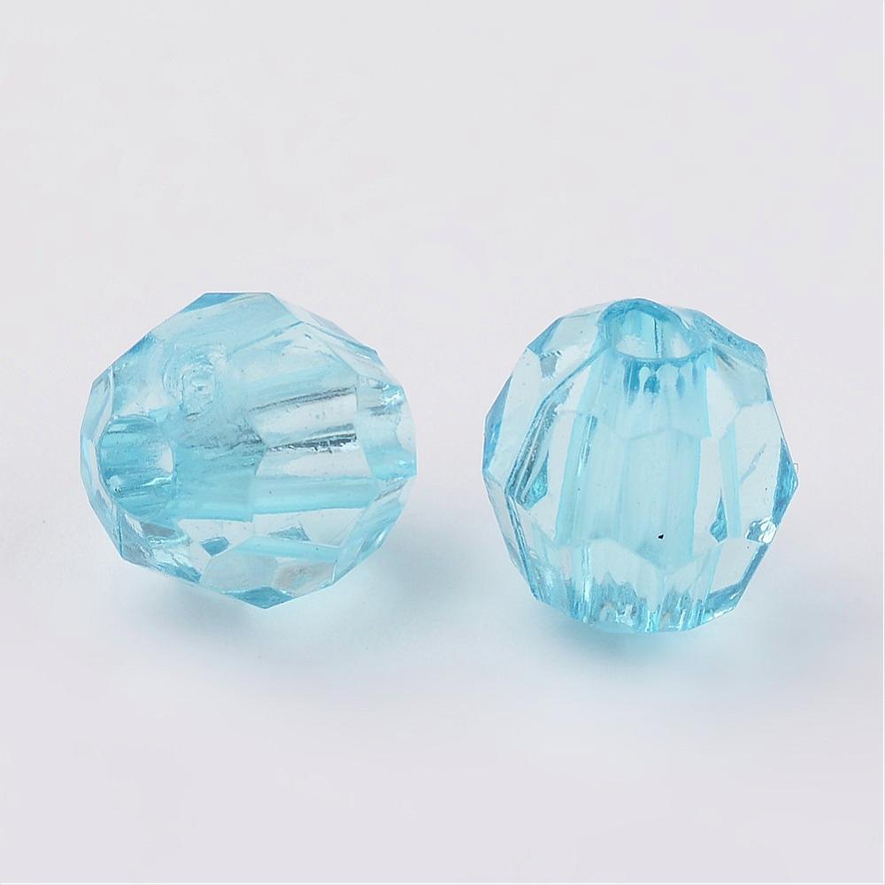 8mm Faceted Beads (100) - Light Sky Blue