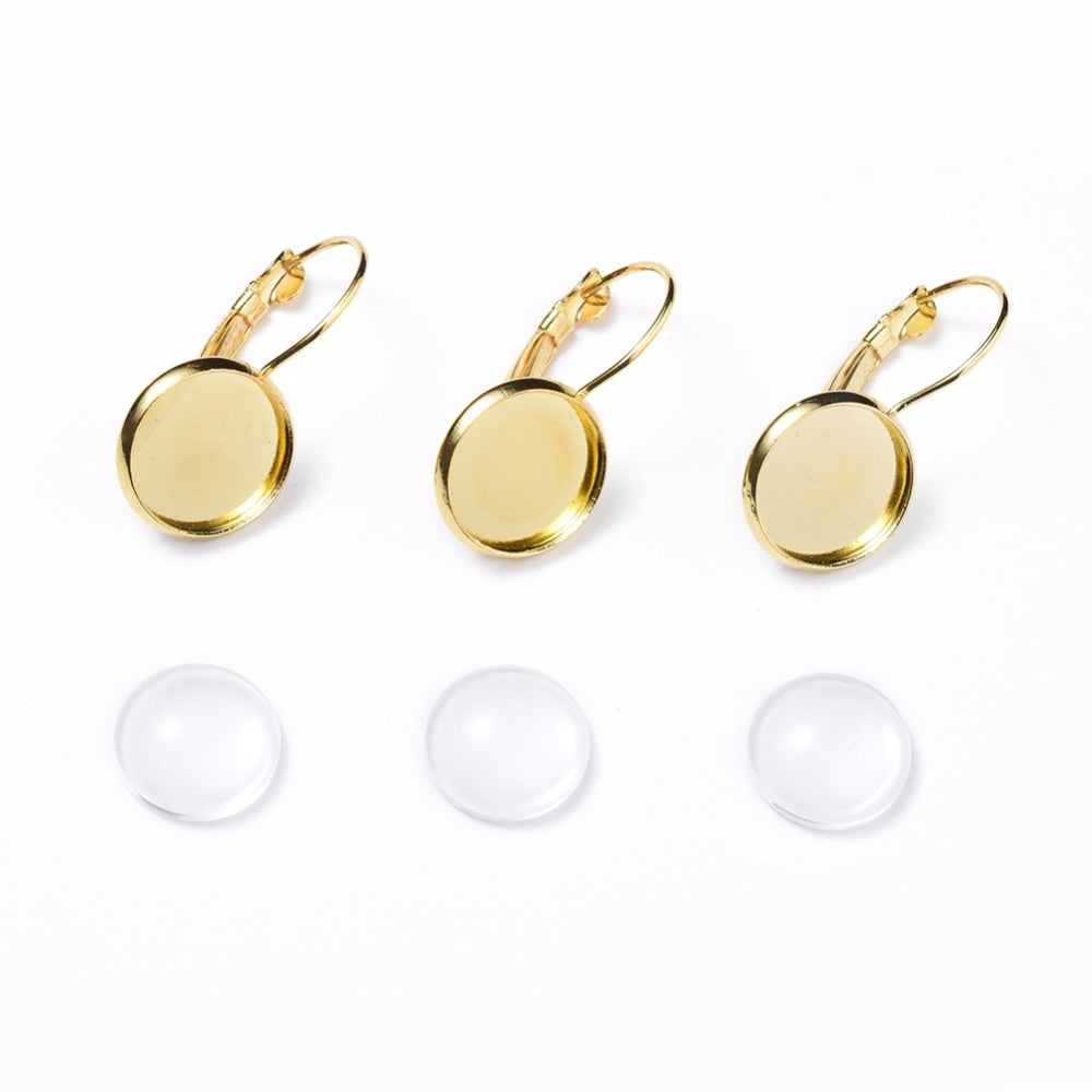 Ear Wires w. Glass Dome (2) - Gold